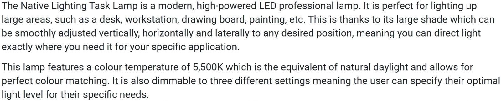 מנורת עבודה שולחנית מקצועית NATIVE LIGHTING N1190 LED TEXT